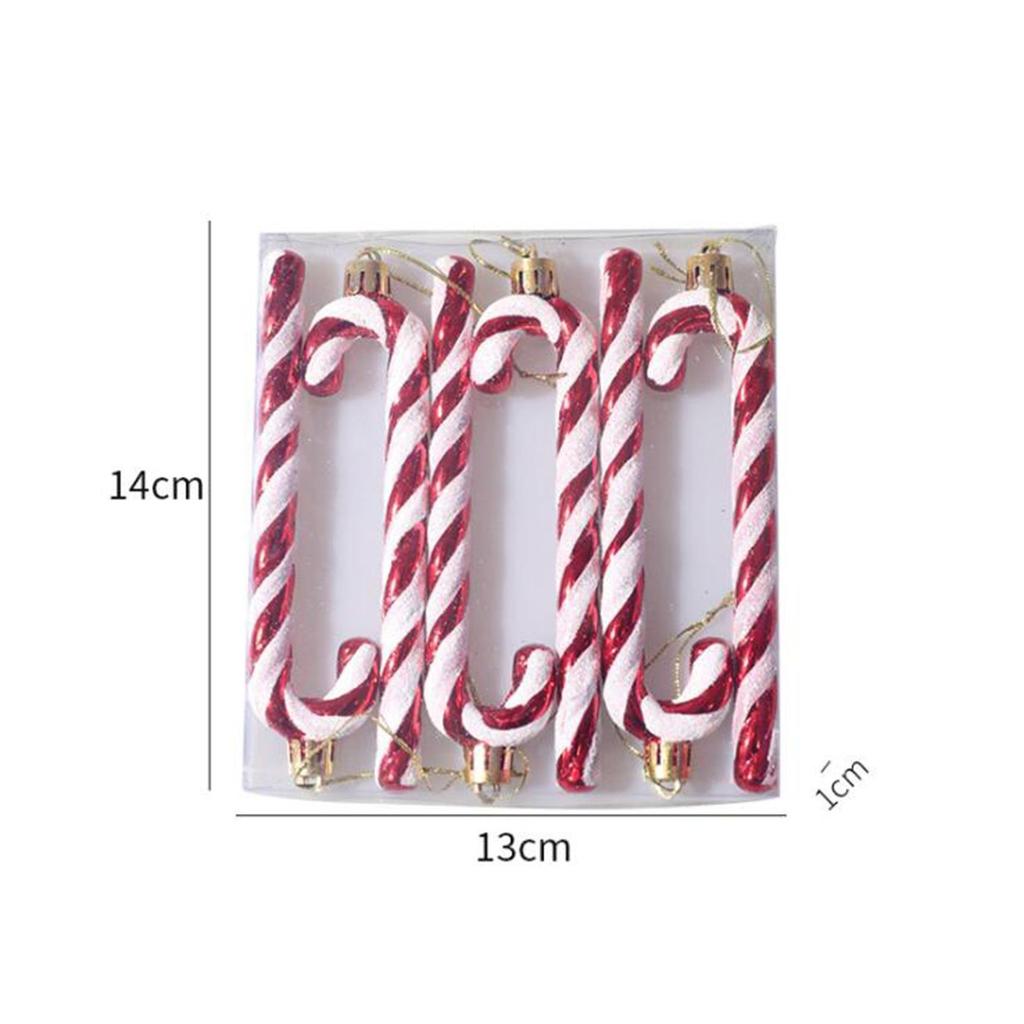 Christmas Candy Cane Ornaments 6Pcs Candy Cane Hanging Decor Christmas Tree Hanging Decoration Twisted Crutch Candy Canes For
