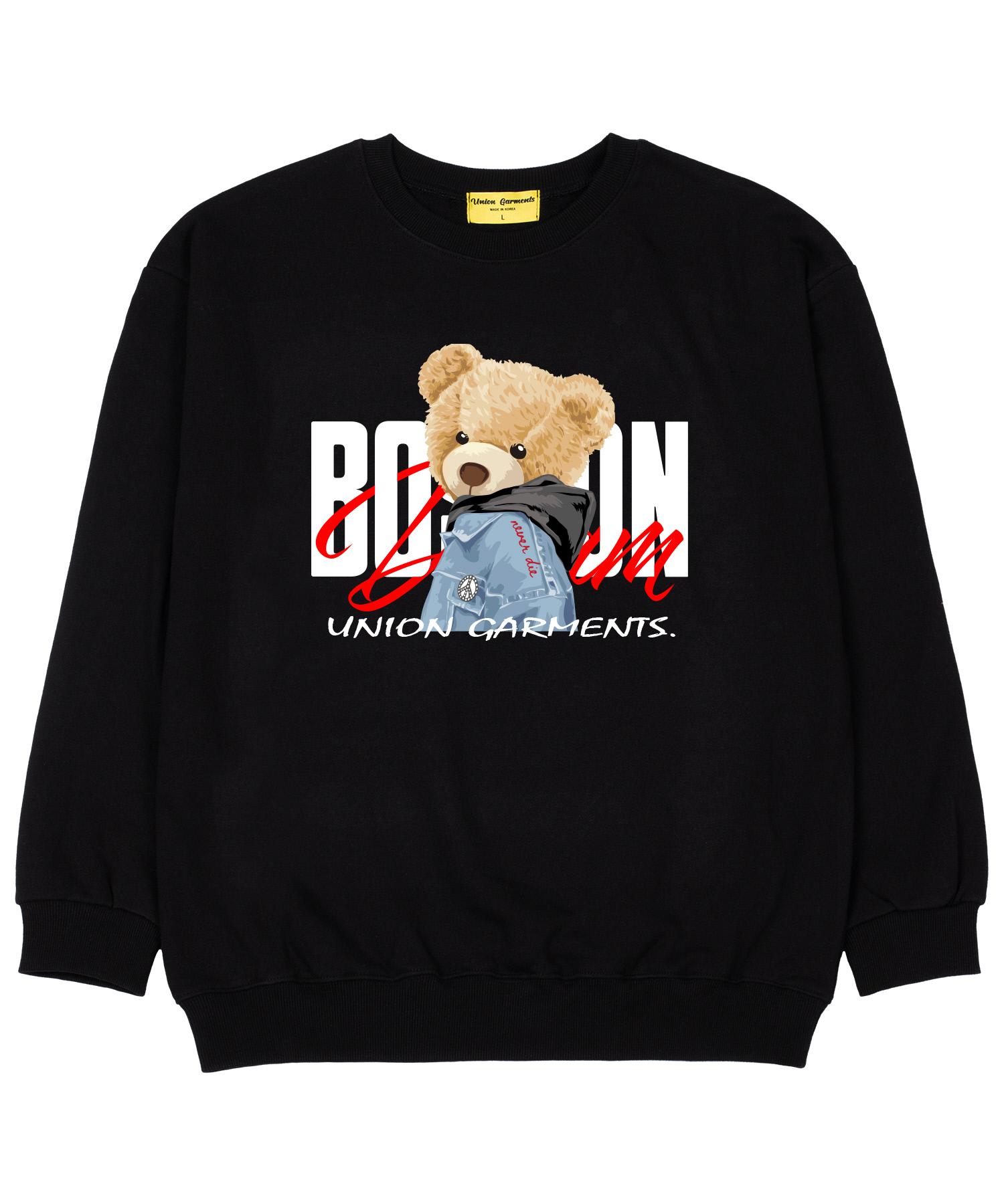 Union Garments Худи с Медведем Махровая Оверсайз Толстовка Черная M