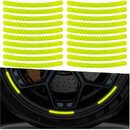 20PCS Car Wheel Stripe Reflective Stickers, Anti-Scratch Rim Decals for Vehicles, Night Safety Warning Tape Decal, Car Wheel Decorative Stripe зелёный
