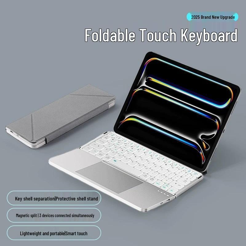 Universal Foldable Bluetooth Keyboard: Portable, Lightweight, Rechargeable, for Phone & Tablet серебряный
