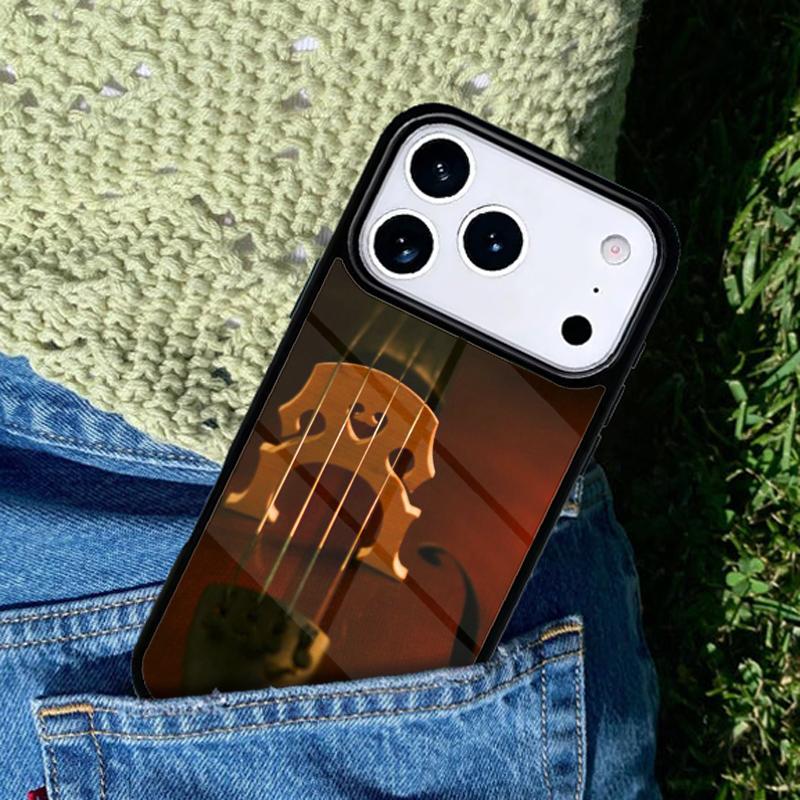 Wood Cello Violin Phone Case For iPhone 17 AIR 16 Pro Max 15 14 Pro 11 12 13 Shockproof Silicone Cover
