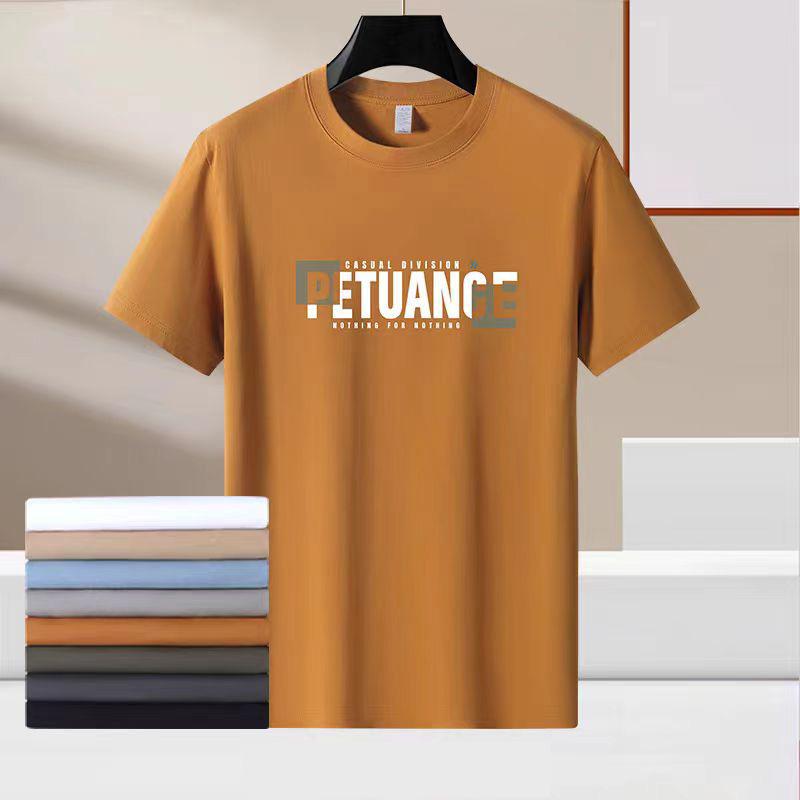 

Свободная летняя футболка для мужчин из хлопчатобумажной ткани с принтом и круглым вырезом 5XL