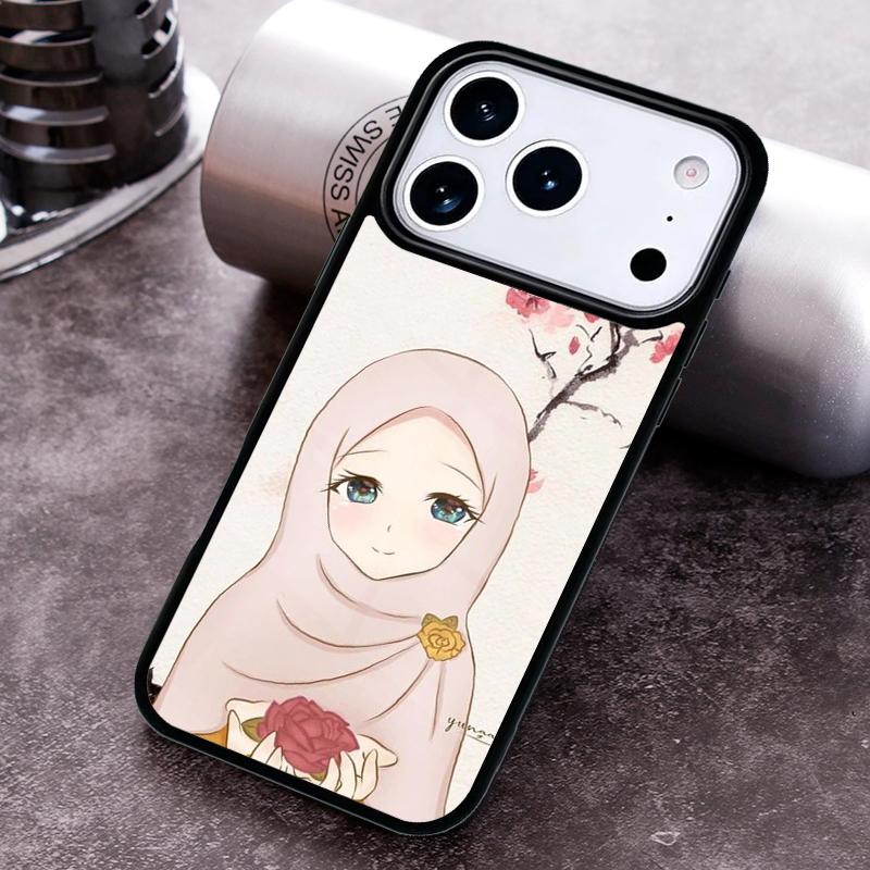 

Islamic Muslim Hijabi Girls Phone Case for iPhone 17 16 15 Pro Max Air 14 13 12 11 Plus Shockproof Cover iPhone 12