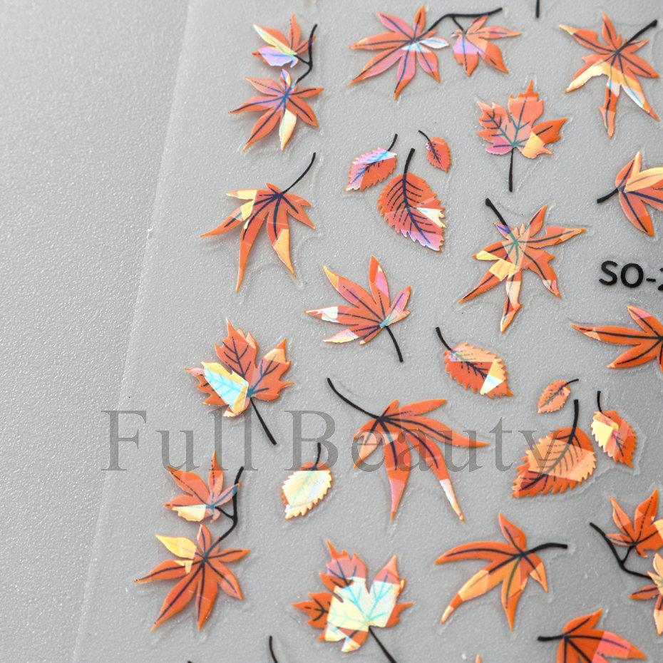 Nail Art Stickers Ins Autumn Thanksgiving Maple Leaf Shell Light Maple Leaf Gold Leaf Nail Sticker