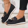 Tassel Decoration Slip On Loafers Women 2025 Summer Round Toe Wedge Low Heel Pumps Soft Sole Non Slip Casual Shoes