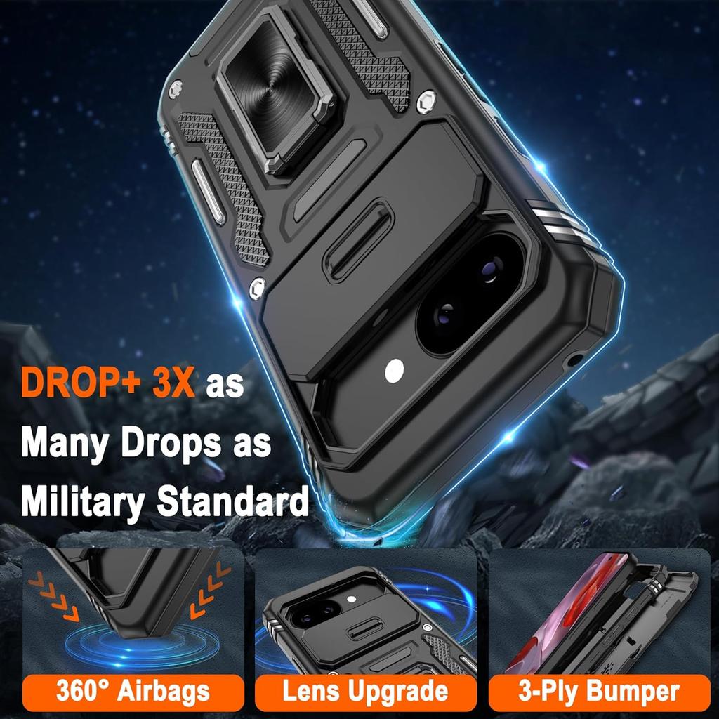 Slid Camera Protector Armor Phone Case For Google Pixel 10 Pro XL 8 7 9 Pro Pixel 9A 8A 7A Magnetic Metal Ring Holder Back Cover