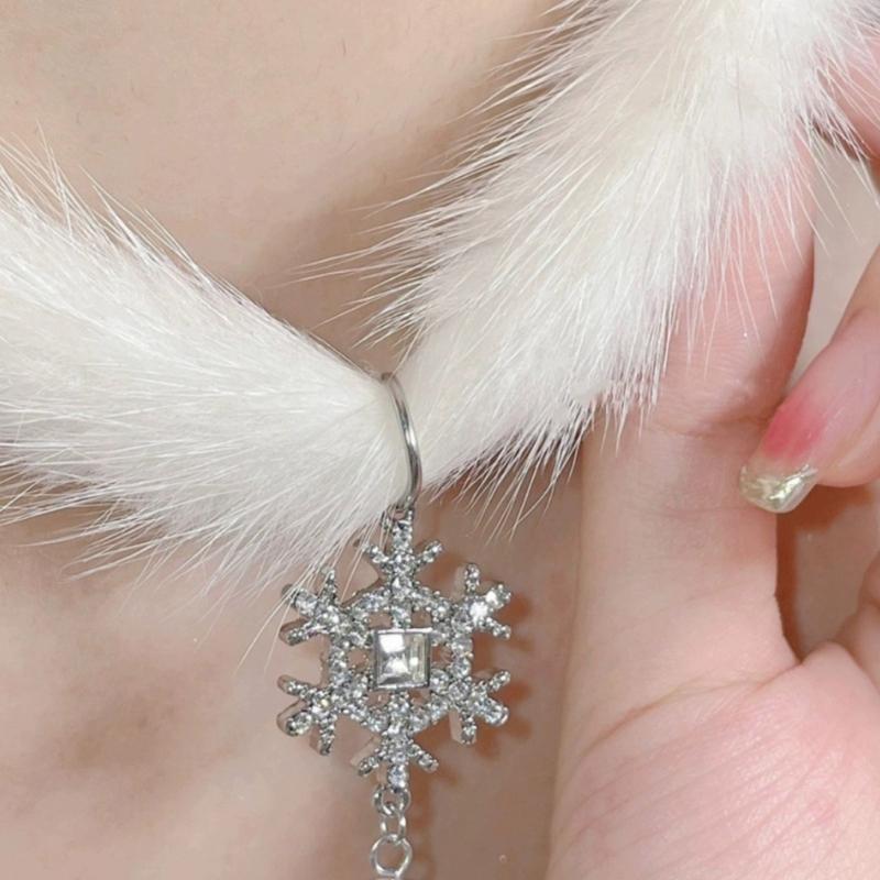 Elegante Hochzeitskette Elegante Halskette Stilvolle Choker-Halskette Schneeflocken-Anhänger-Halskette Plüschmaterial für Damen
