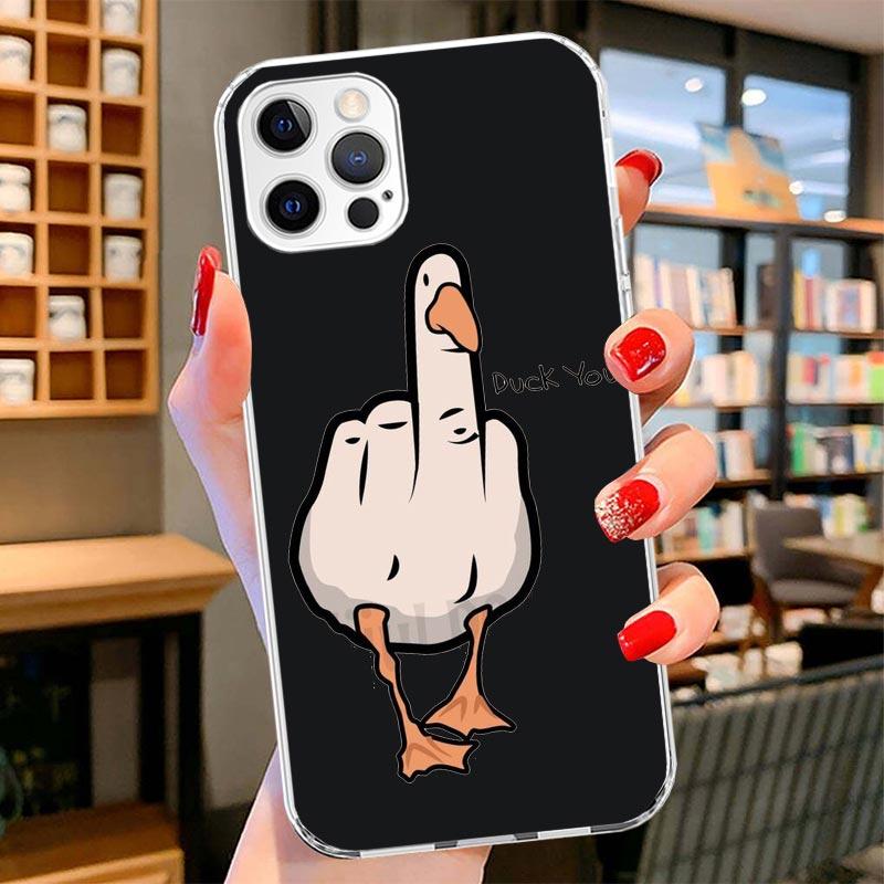 Cartoon Duck Goose Game Cover Phone Case For iPhone 16 17 Air 15 14 Pro Max 16E Phone Case 13 Mini 12 11 7 SE 8 Print Pattern Fi