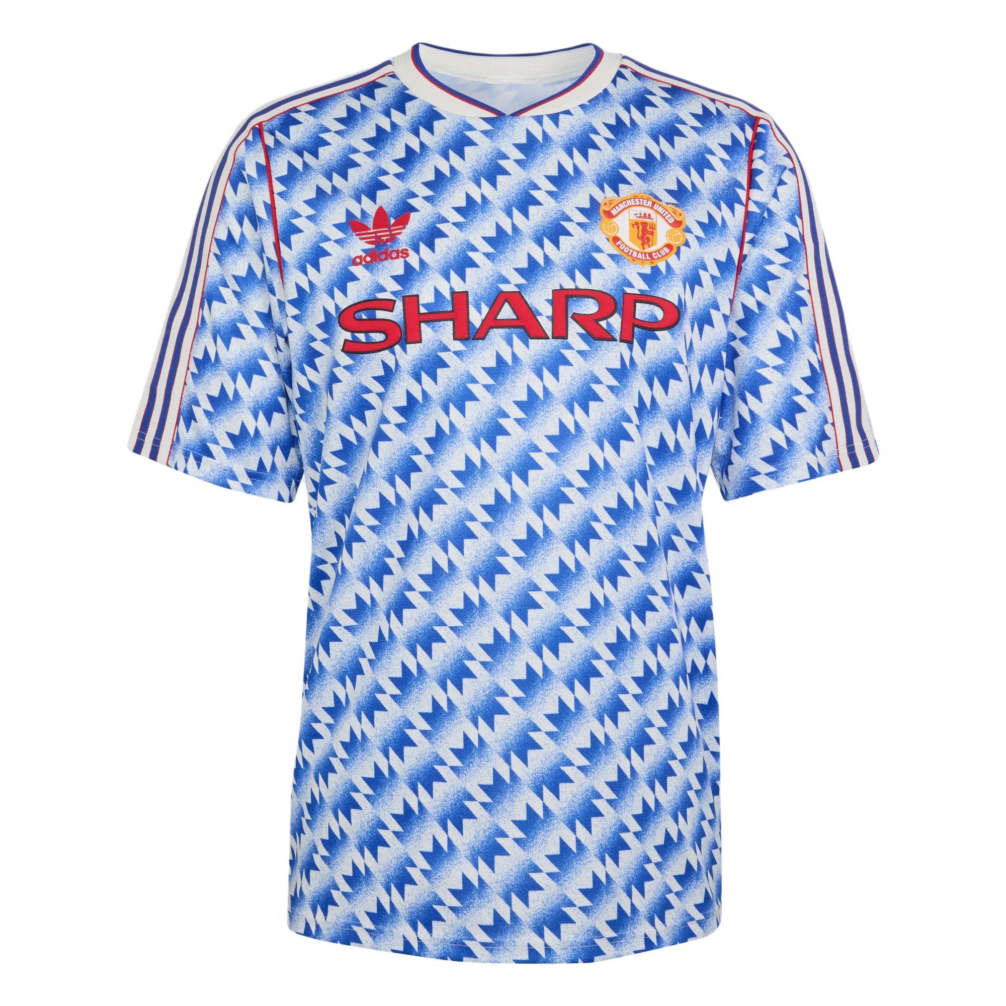 Adidas Originals Manchester United Away V-Neck Knitted Short Sleeve Football Shirt Men tops JM5495 M