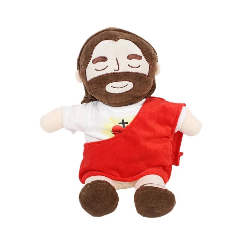 Latest Kids Music Soothing Breathing Doll Jesus Plush Plaything Sleep Companion Plaything Sound And Light Doll Holiday Gifts For Kids