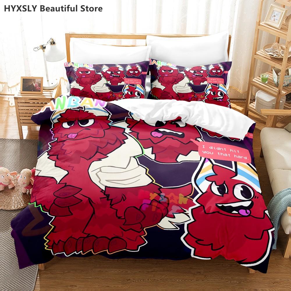 Banban Garten 3D Ložní souprava Hra Povlak na přikrývku Povlaky na polštáře Jednolůžko Queen King Pro děti Duhový Kreslený Sady povlaků na přikrývky