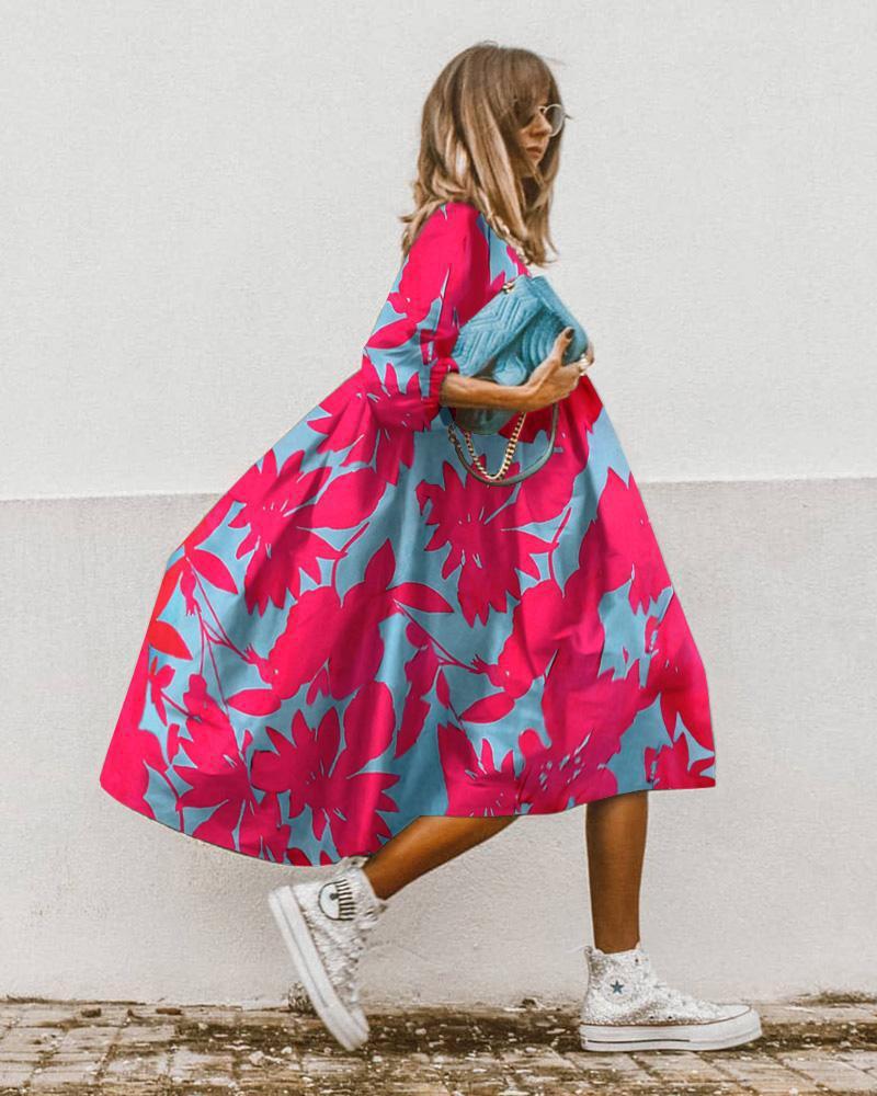 

2025 Лето Женское Круглый вырез Рукав три четверти Серый Леопардовый Принт Свободное Пляжное Платье XXL