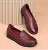 Red Dragonfly Women's Genuine Leather Slip-On Shoes - Comfortable Soft Sole for Spring, Ideal for Middle-Aged & Elderly