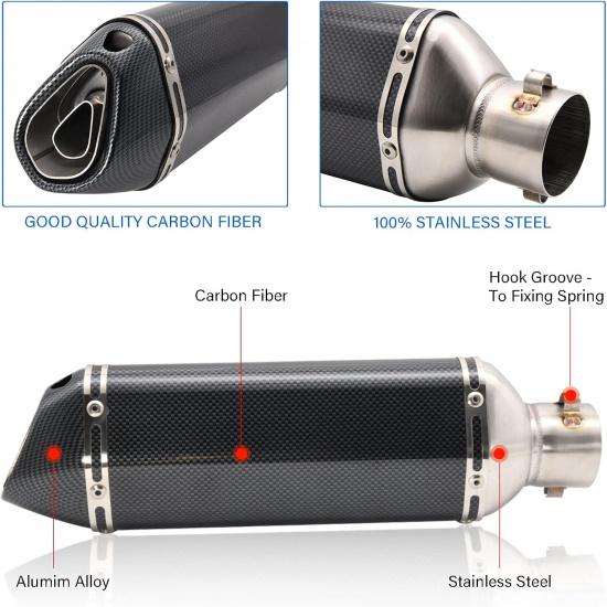 Motorcycle Slip On Muffler,1.5-2" Carbon Fiber Unversal Slip on Silencers & Mufflers For Dirt Bike Street Bike Scooter ATV Racing Pipes