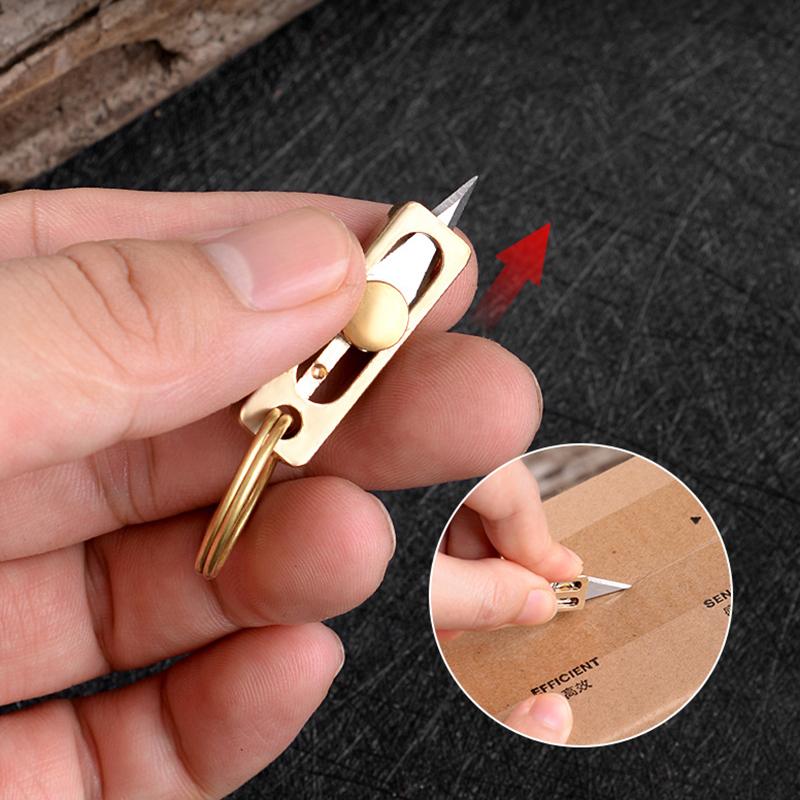 Mini G11 Stainless SteelHatchet Pocket Knife Full Tang Brass Handle Gift