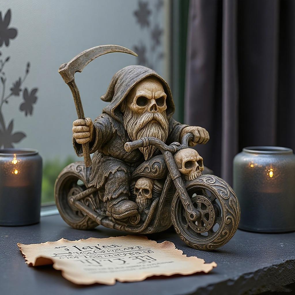 Skeleton Grim Motorcycle Rider Resin Ornament