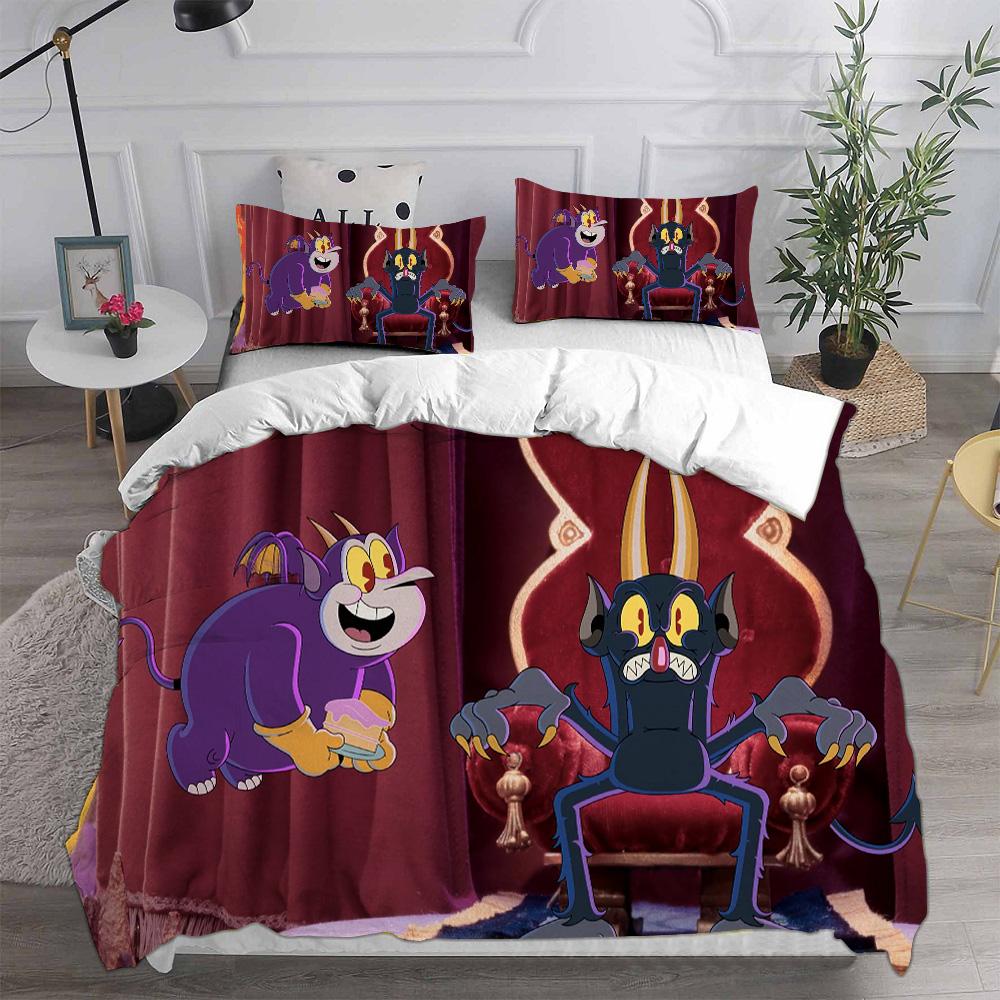 New 3D Print Game Cartoon Cuphead Bedding Sets Comforter Quilt Bed Cover Duvet Cover Pillow Case 2-3 Pieces Sets Kids Adult Size