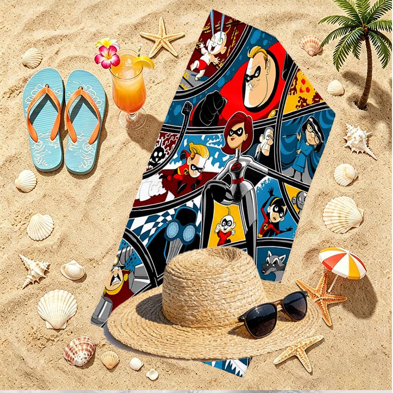 Incredibles Print Beach Towel, Versatile Lightweight Absorbent Beach Towel for Pool Surf Yoga Bathroom, Perfect Birthday Holiday Gift