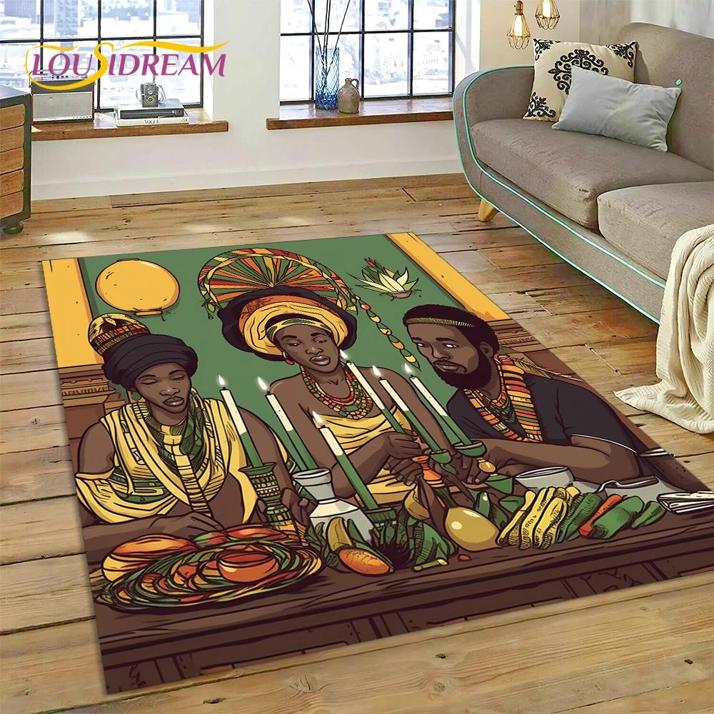 Cartoon Africa Ethiopian Custom Painting Art Carpet Rug for Bedroom Living Room Home Sofa Decoration,kids Large Decor Floor Mat