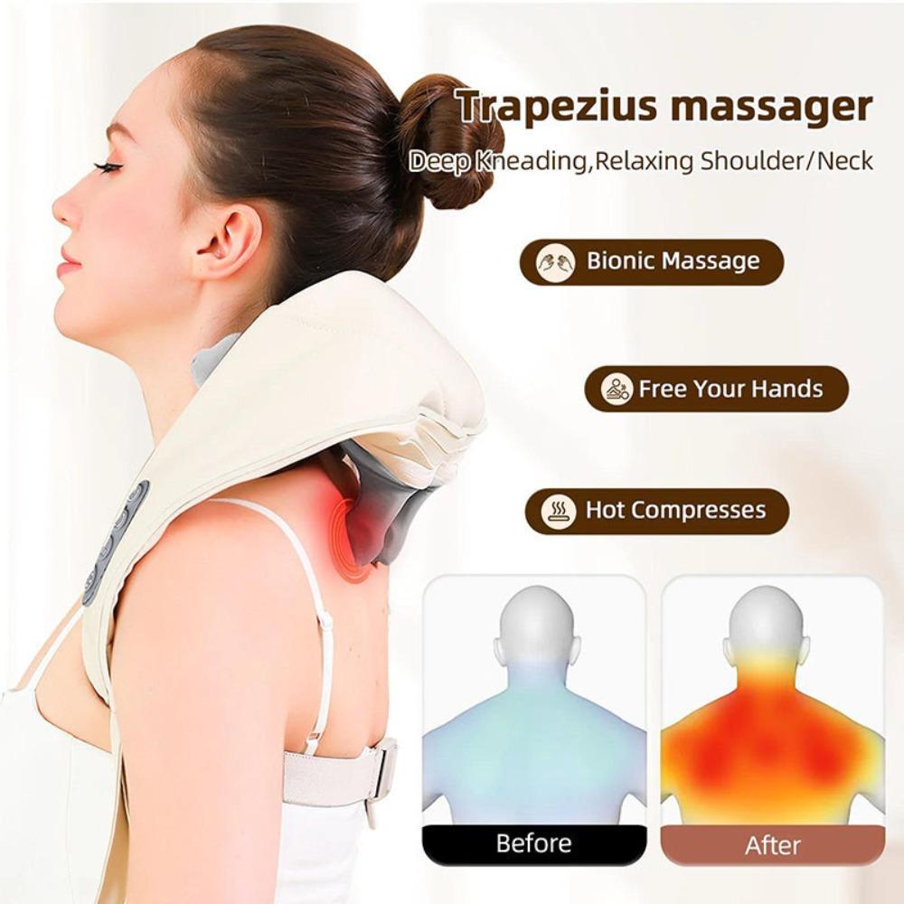 Portable Neck Shoulder Massager Electric Kneading Massage Shawl Cordless Massage Pillow  Fitness