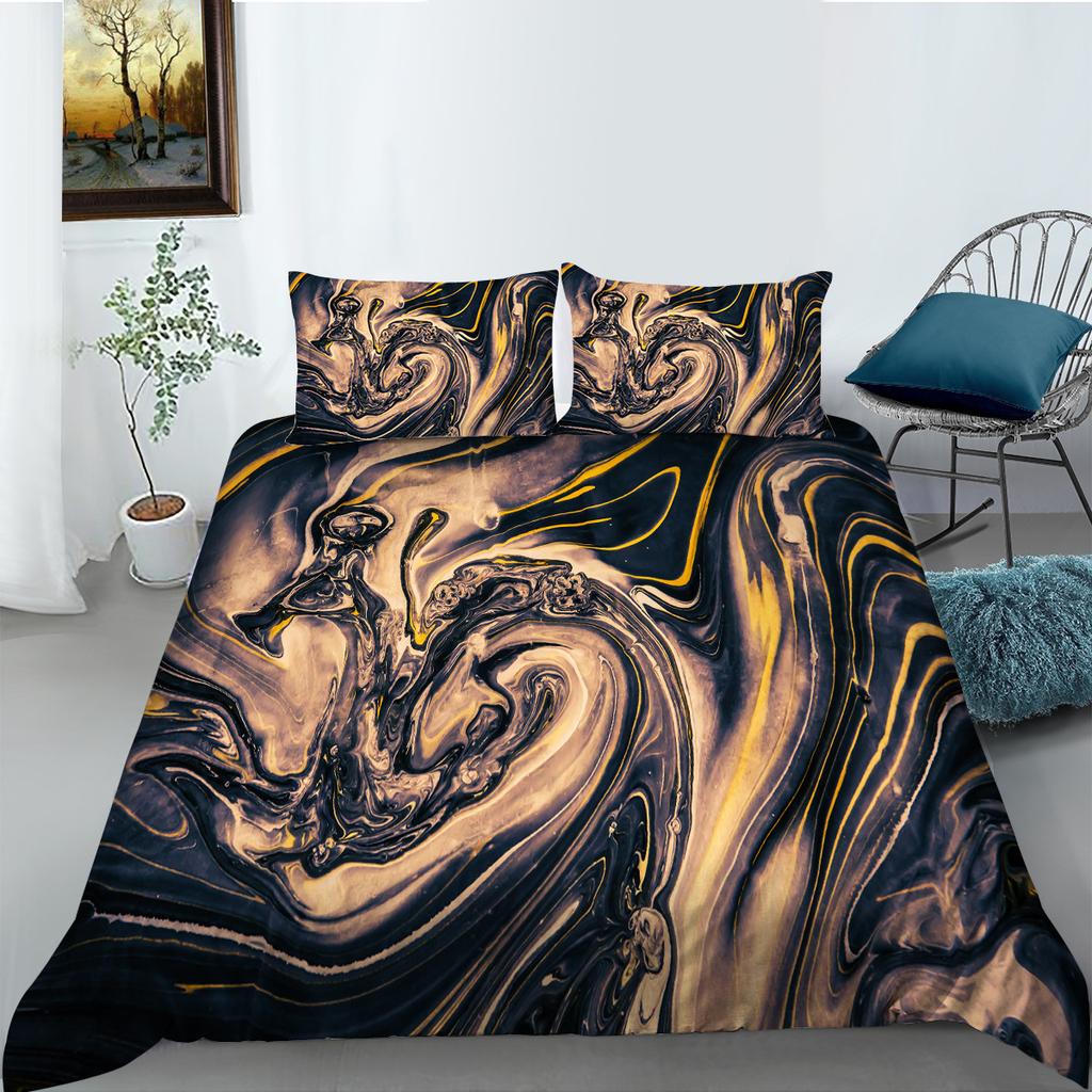 Marble 3D Digital Printing Quilt Cover Pillowcase Two Three Piece Set Polyester