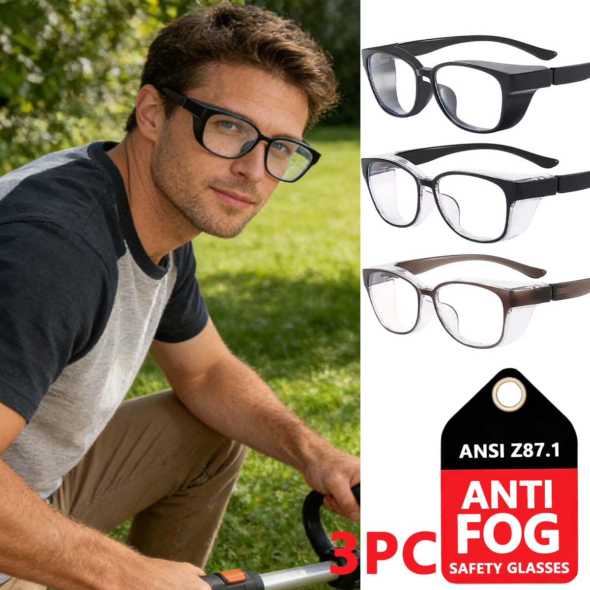 

safety glasses anti fog goggles protective eyewear blue light blocking anti dust uv protection glasses for men women HM3