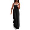 Women's Loose High Waist Pocket Fashion Color Cotton Linen Suspender Jumpsuit