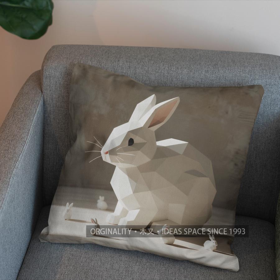 2D Geometric Rabbit Pattern Digital Print Pillow Pattern Cushion Cover Suitable For Sofa Bedroom Car Pillow Cover
