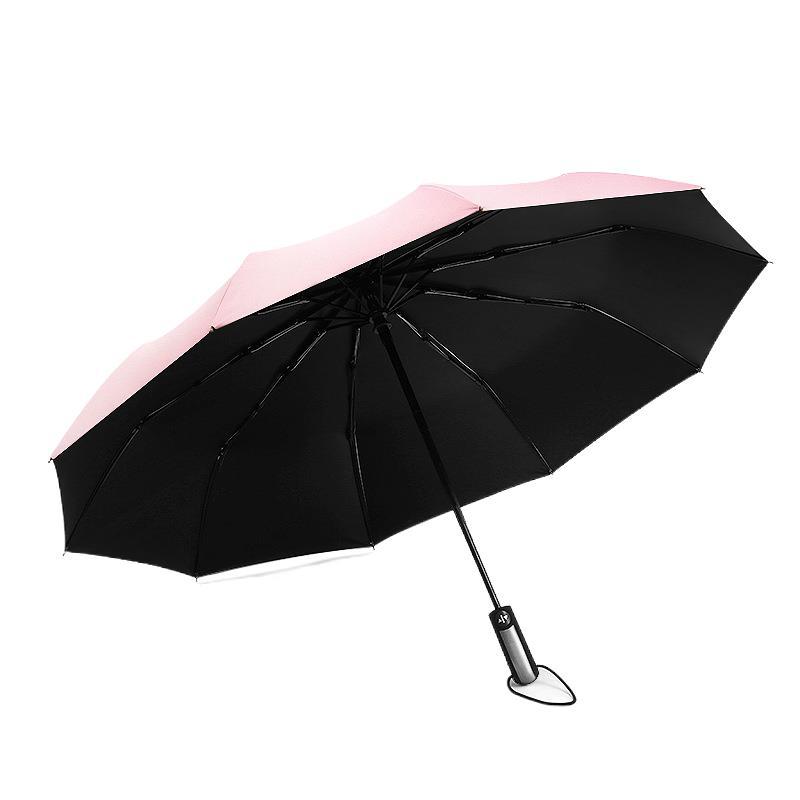 Fully Automatic 10-bone Vinyl Umbrella Folding Men's and Women's Umbrellas Sunshine and Rain Dual-purpose Three-fold Umbrella Umbrella