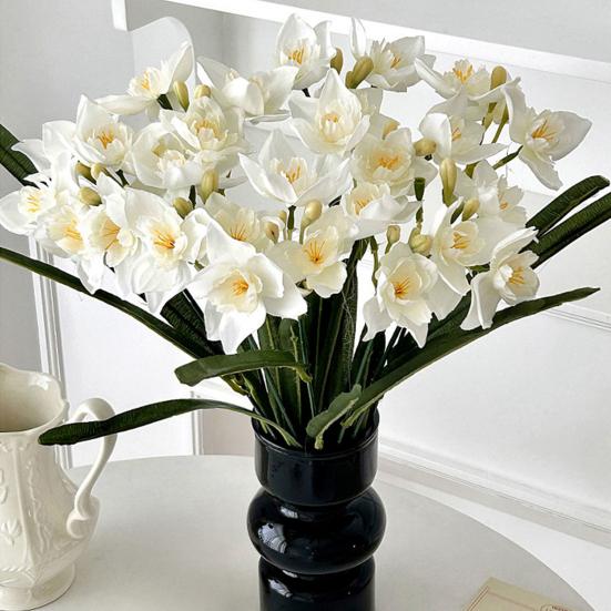 Künstliche Blumen Realistische Narzissen für Heimdeko Nordischer Stil Langlebig Kein Wasser Benötigt Flexible Stiele Sicher Floral