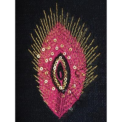 Thermo Feather Embroidery Motif - Pink - 11x7cm - Ideal for Customization - Easy To Apply