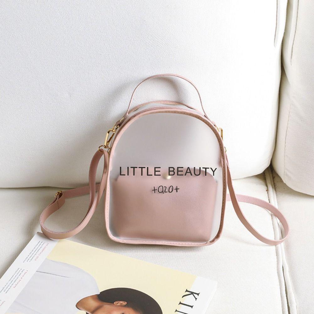 Visible Transparent Crossbody Bag Adjustable Strap Candy Color Pu Bag  Beach