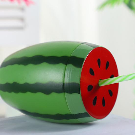 Watermelon Cup with Lid And Straw Reusable Plastic Watermelon Drinking Cups Fun Fruit Drinkware for Parties Picnics And Summer Events