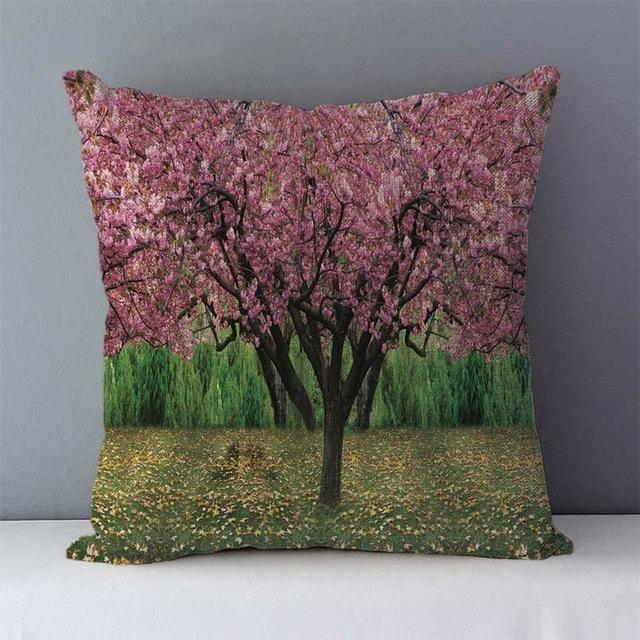Colorful Plants Life Trees Printed Cushion For Couch Seat Back Cushions Home Decorative Pillows 45X45Cm