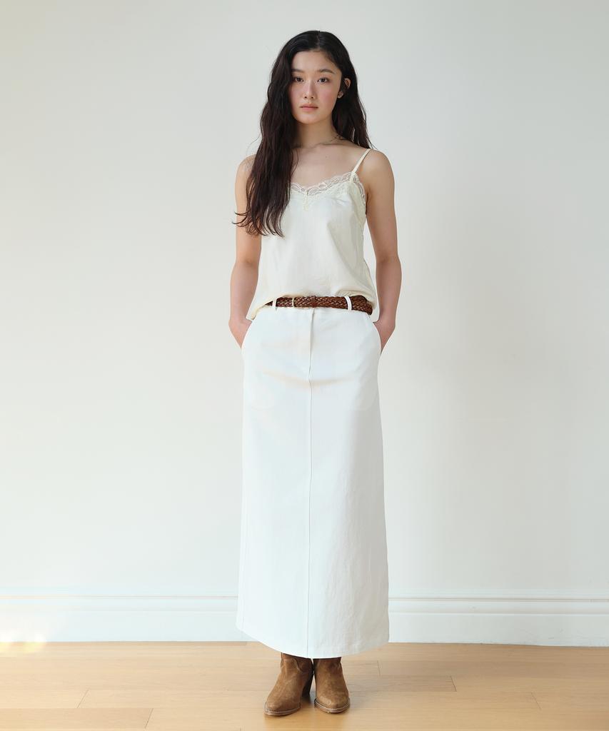 Hombadittingjeu Cotton Slit Long Skirt (Ivory)