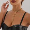 Simple Design Belt Buckle Chain Collarbone Neck Chain, Retro Hipster Personality Necklace