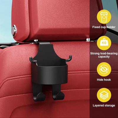 2Pcs Car Seat Headrest Hook Hanger Storage Organizer Universal with Cup Holder for Handbag Fit Universal Vehicle Car Accessories.