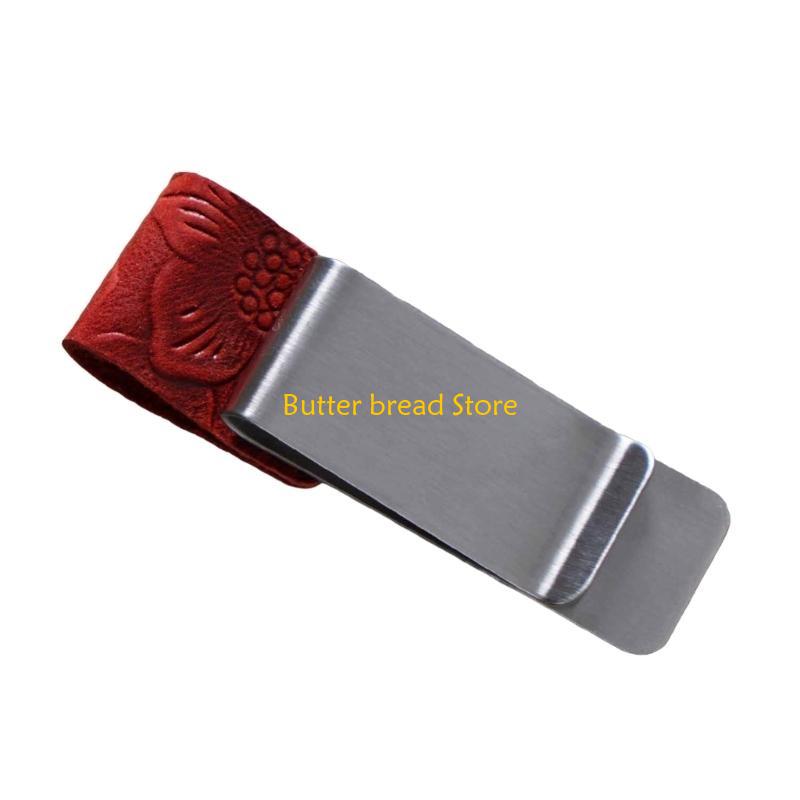 W89C Leather Pen Holder with Clip Notebook Pen Holder Leather Pen Sleeve for Journal