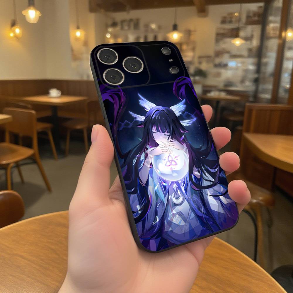 

G-Genshin Impact C-Columbina Износостойкий Чехол для Телефона Для iPhone 17,16,15,14,13,12,11,Pro,Max,Plus Черный Мягкий Чехол iPhone14Plus