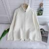 Cross-border Foreign Trade Solid Color Stand-up Neck Zipper Sweater Jacket Autumn and Winter New Loose Thickened Soft Waxy Knitted Cardigan Top