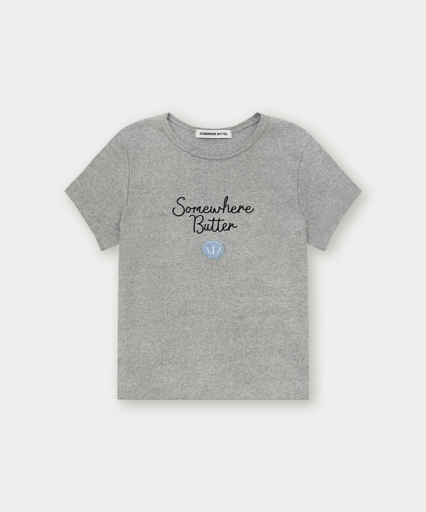 Sseomweeobeoteo Boucle Shell Logo Top - Gray