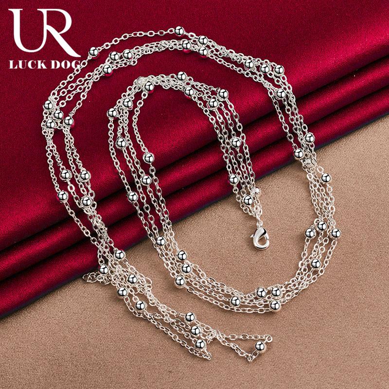 Colier cu mărgele cu mai multe lanțuri din argint 925 Bijuterii de nuntă la modă