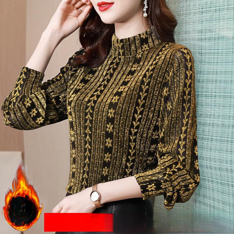 

Женская бархатная полуводолазка базовая рубашка для женщин на осень и зиму новая одежда для женщин среднего возраста с топами футболка с длинными рукавами для женщин 4XL