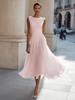 Women's Cowl Neck Sleeveless Maxi Dress Slim Fit Mid Waist Elegant Pleated Solid Color Party Vacation Wedding Guest Dress