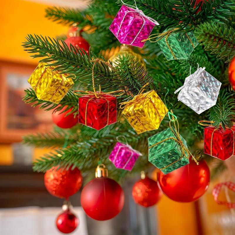 12–120 Stück Mini-Geschenkboxen, Anhänger zum Aufhängen am Weihnachtsbaum, bunte Schaumstoff-Geschenkbox, Ornamente, DIY, Neujahrsparty, Heimdekoration