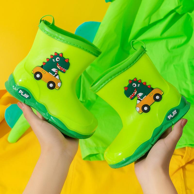 New Children's Rain Shoes Baby Rain Boots Cute Cartoon Water Shoes Outdoor Waterproof and Non-slip Dinosaur Male and Female Students