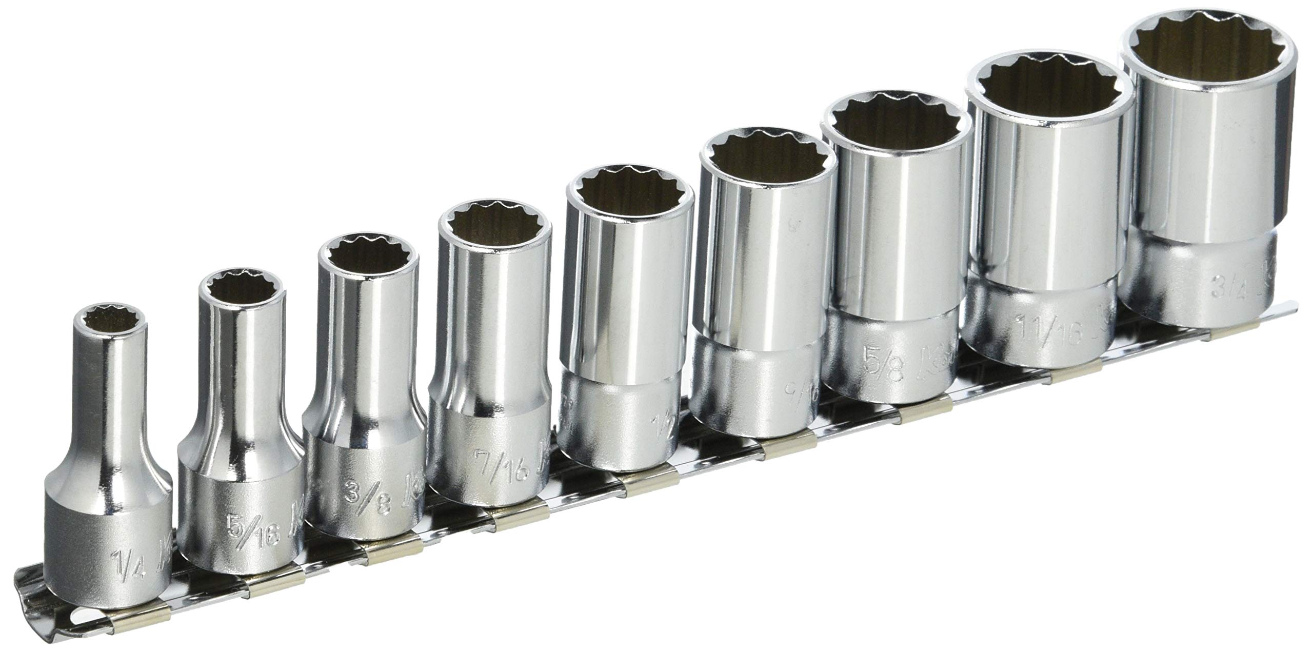 

Koken 3/8 (9.5mm) SQ. 12-Point Semi-Deep Socket Rail Set (9 pieces) RS3305XA/9