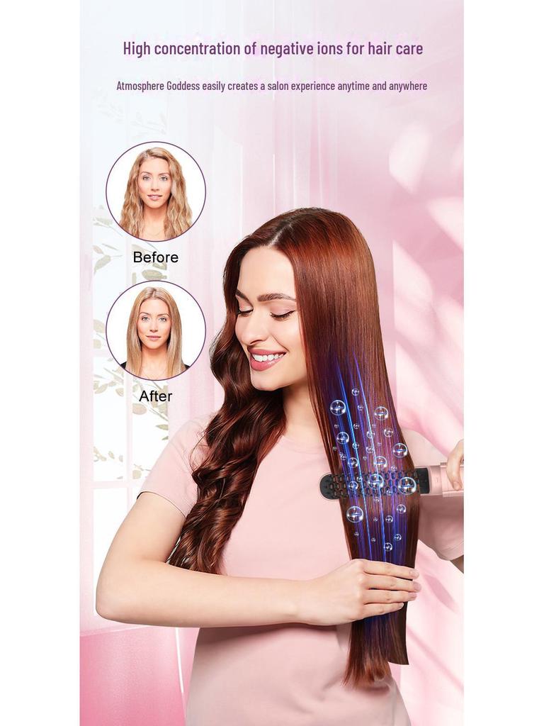 Korean Portable Ionic Hair Straightening & Curling Comb - Dual Purpose Wireless Set