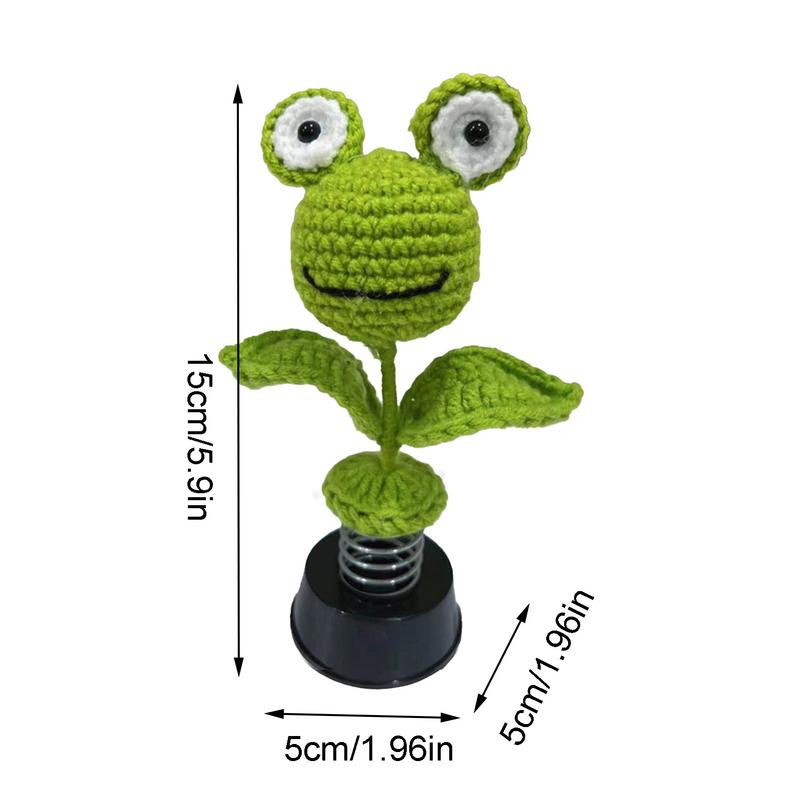 Crochet Car Decorations Sunflower Frog Duck Bobblehead Car Decor Animated Bobble Dancer Car Decor Aesthetic Accessories For