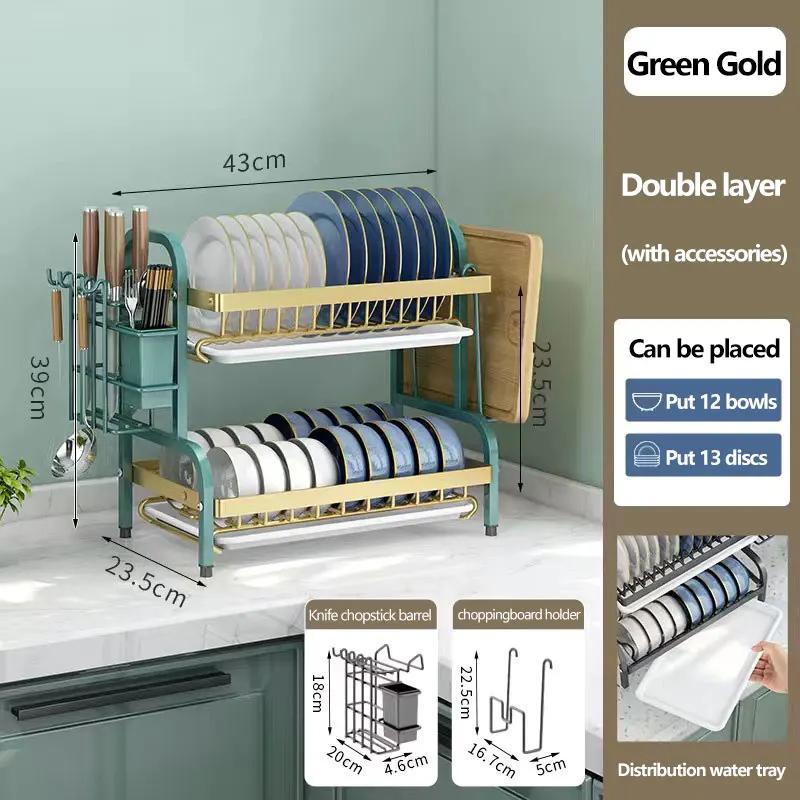 Large-capacity Kitchen Spice Rack Multi-functional Dish Drying Rack Bold And Thick Dish Rack Load-bearing Tough Stand